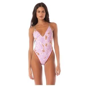 Maaji Lavander Wisteria Mae Reversible One-Piece Swimsuit Size Small